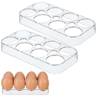 Eierdosen für Kühlschrank, 2 Stück, 8 Fächer, Kunststoff, transparent