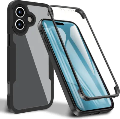 Produktbild von Schutzhülle für iPhone 17, Eingebautem Displayschutz 360 Grad Komplettschutz Handyhülle Schwarz