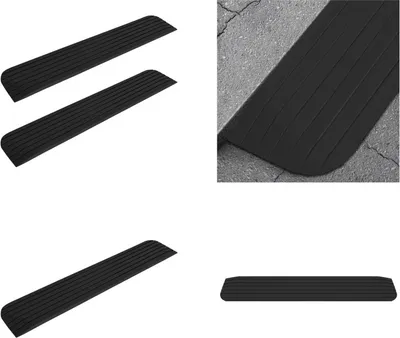 Produktbild von vidaXL Schwellenrampen 2 Stk. 110x21x2,5 cm Gummi - Schwellenrampe - Schwellenrampen - Straßenrampe - Straßenrampen