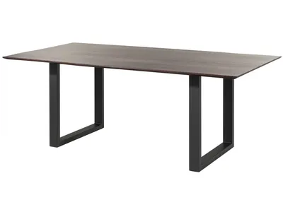 Image de MASSIVMOEBEL24 | Table à manger 180x90 Acacia laqué Brun / Anthracite mat Pieds en U SWISS EDGE