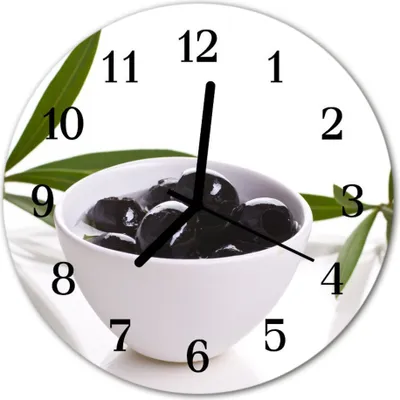 Produktbild von Glasuhr Wanduhr Küchenuhr Echt-Glas 30fi cm Oliven schwarz