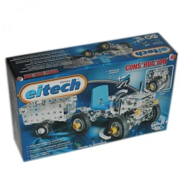Produktbild von Eitech 00080 Metallbaukasten Starter Set Traktor mit Lenkung Anhänger Konstruktion