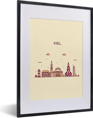 Produktbild von MuchoWow® MuchoWow® Gerahmtes Poster Kiel - Deutschland - Skyline 30x40 cm - Poster mit zchwarzem Bilderrahmen - Wandposter Schlafzimmer