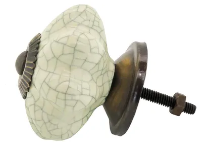 1 Möbelknopf, Möbelgriff, Möbelknopf, Knauf Keramik, 45mm, ivory crackle #0043