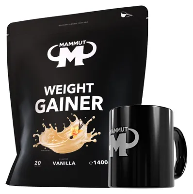 Produktbild von Mammut Nutrition - Weight Gainer 1400 g Beutel - 20 Portionen + GRATIS Keramik Tasse, Geschmack: Vanilla