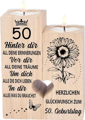 Produktbild von Kerzenhalter Holz 50. Geburtstag Frau Mama Schwester Freundin