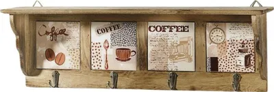 Produktbild von Holz Hängeregal 4 Haken Wandregal Küchenregal Wandboard Wandablage Kaffeedekor