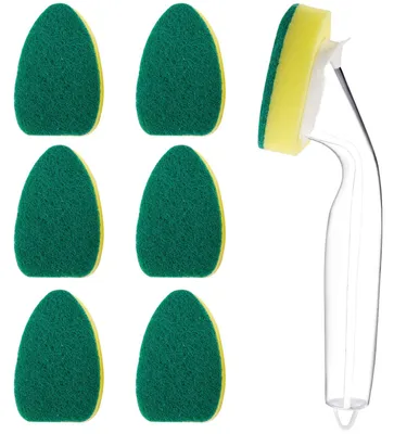 Imagen del producto de Set de 1 cepillo para lavar platos con 6 cabezales de esponja reemplazables