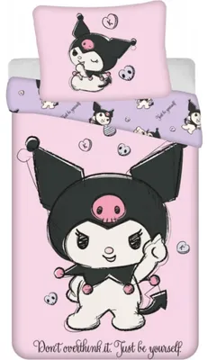 Imagen del producto de Juego de sábanas Hello Kitty Kuromi, diseño "Be Yourself", tamaño 140x200 cm y 70x90 cm