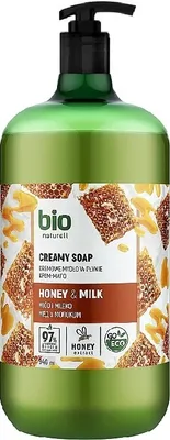 Obrázek produktu pro Bio Naturell Tekuté krémové mýdlo s pumpičkou Med a mléko (946ml), 102754
