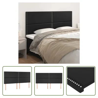 Produktbild von The Living Store Kopfteile 4 Stk. Schwarz 100x5x78/88 cm Kunstleder