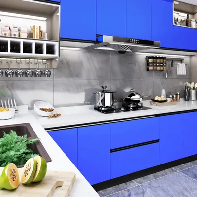 Produktbild von Möbel Selbstklebende Möbelfolie Hochglanz-Blau 500x90 cm PVC - Fensterfolien 326145