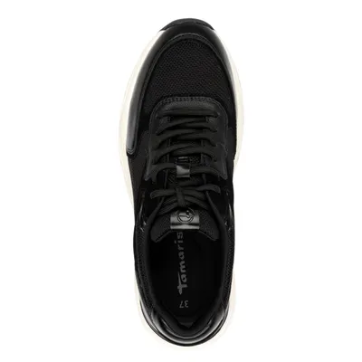 Produktbild von Tamaris Damen Sneaker Leder Schnürschuh Wechselfußbett 1-23745-43, Größe:37 EU, Farbe:Schwarz