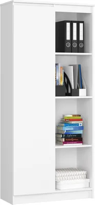 Produktbild von Büroregal AKORD R80 mit verschließbaren Weiß 8 Ebenen B80 x H180 x T35 cm