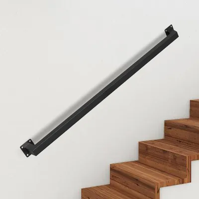 Obrázok produktu pre Eikuavons Vierkantový zábradlie, 100 cm, čierna farba, oceľové zábradlie s práškovou povrchovou úpravou, rozmery 30 x 30 mm, celistvé, vhodné pre schody a chodbu