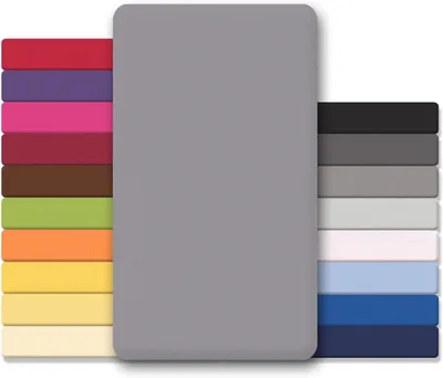 Produktbild von Jersey Spannbettlaken 100% Baumwolle 120 x 200 Spannbetttuch Laken Bettlaken Anthrazit-Grau