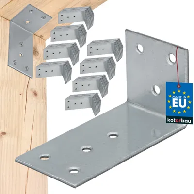 Produktbild von KOTARBAU® 100er Set Winkelverbinder Schwerlastwinkel 40x80x40mm verzinkter Stahl Winkel Stahlwinkel Stabil Langlebig Balkenverbinder Silber
