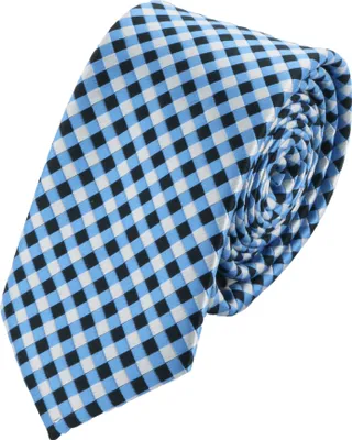Produktbild von Fabio Farini - 1 Stück karierte Herren Schlips - Krawatte in 6cm oder 8cm Breite Schmal (6cm), Schwarz/Hellblau/Silber