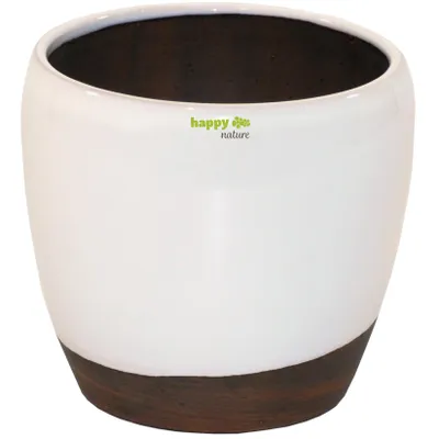Produktbild von Set5 5 Keramik Übertopf Tarifa Bali Holzdekor Ø 16 cm H 14 cm happy nature