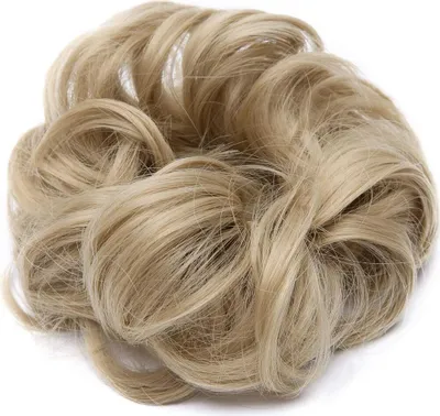 Produktbild von Hair Extensions Haarteil Haargummi Hochsteckfrisuren unordentlicher Ponytail Dutt Gewellt VOLUMINÖS Haarverlängerung Aschblond