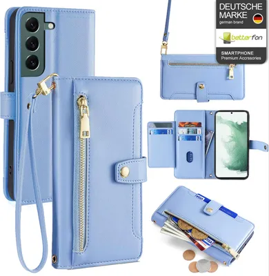 Immagine prodotto di Catena portacellulare Samsung con tracolla Custodia per cellulare slot per schede Borsa a tracolla in Finto cuoio Galaxy S22+ blu chiaro