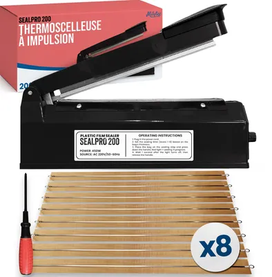 Thermische Versiegelungsmaschine 200 mm, 8 Heizwiderstände, schwarz