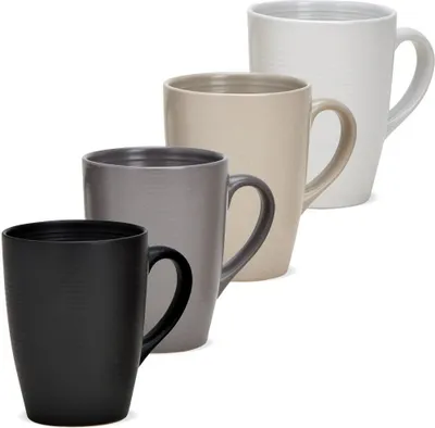Produktbild von Kaffeetassen 4er Set Steingut einfarbig matt metallic Unifarben