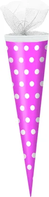 Produktbild von Schultüte / Zuckertüte / 50cm / rund / Farbe: pink mit weiße Punkte