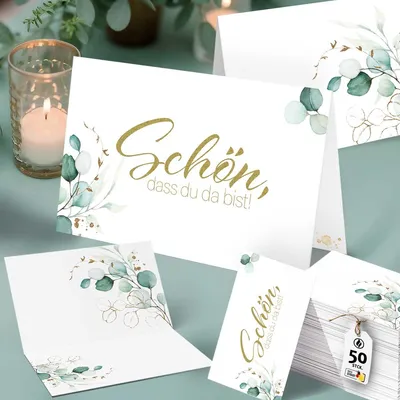 Produktbild von 50 Tischkarten Schön dass du da bist Efeu, Greenery Collection Botanical Glow