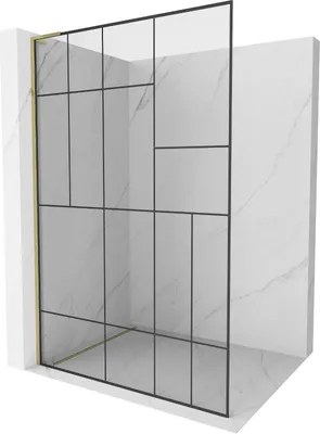 Produktbild von Mexen Kioto L Duschwand Walk-in 100 x 200 cm, schwarzes Muster, gold