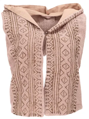 Produktbild von Rückenfreie Boho Weste mit Kapuze, Festival Weste - Helles Braun, Damen, Baumwolle, Jacken, Mäntel & Ponchos