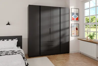 Image de BEAUTYSOFA Armoire spacieuse KAYA XI 200 cm, armoire avec tiroirs pour chambre à coucher, couloir (couleur : noir)