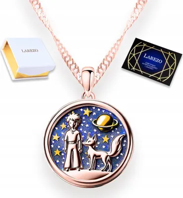 Produktbild von Vergoldete Halskette „Der kleine Prinz“, Fuchs, Junge, Sterne, Liebe, SILBER 925