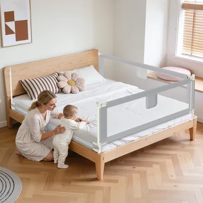 Produktbild von Graues Kinderbettgitter mit verstellbarer Höhe
