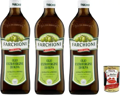 Produktbild von Farchioni Extra vergine di oliva Classico, Extra Natives nativ Olive Olivenöl 3x 1Lt, olio vergine oliva 1lt + Italian Gourmet polpa 400g