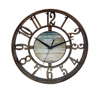 Image de Horloge murale plastique 27,5cm bronze horloge de cuisine salon aspect bois rétro antique