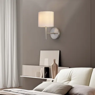 Zdjęcie produktu dla Zestaw 2 lamp ściennych 'Winsford' E14 metal tekstylny kolor srebrny / biały