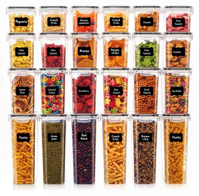 Obrázek produktu pro 24 vzduchotěsných úložných nádob z plastu s víkem – kuchyňské a úložné boxy