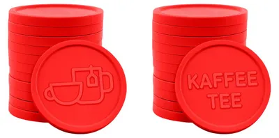 Produktbild von CombiCraft Wertmarken Chips in Rot mit Tassen/KAFFEE TEE Reliefprägung - 1000 Stück
