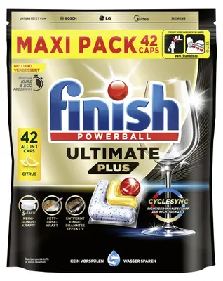 Produktbild von Finish Powerball Ultimate Plus Citrus All in 1 Caps Spülmaschinen Tabs 42 Caps