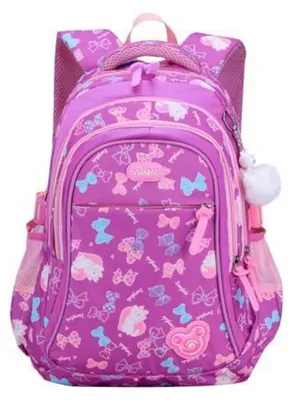 Produktbild von Kinderrucksack Mädchen Schulrucksack Damen Rucksack Schultasche Outdoor Reise Daypacks Kindergartentasche Brustgurt wasserdicht Nylon Lila