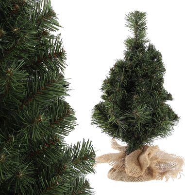 KADAX Umelý vianočný stromček 80 cm, malá jedľa so 105 vetvami, mini jedľa s jutou