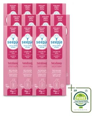 Produktbild von 12 x Seepje Handseife Nachfüller - Lavendel und Tonka - 38 g - Großpackung - 12 Stücke