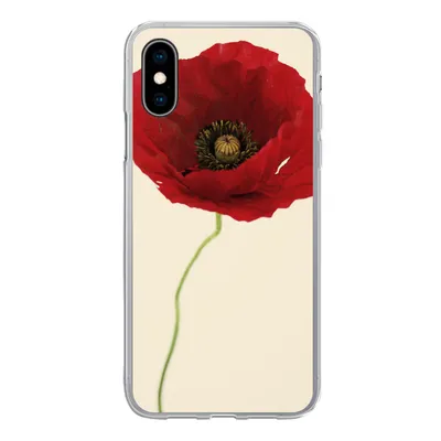 Produktbild von MuchoWow® Handyhülle Schutzhülle Hülle für iPhone X Nahaufnahme einer roten Mohnblume Silikon Softcase Handy Hülle - Handyhülle