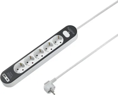 Produktbild von Sygonix SY-4755368 Steckdosenleiste mit Schalter Weiß, Grau Schutzkontakt 1 St.