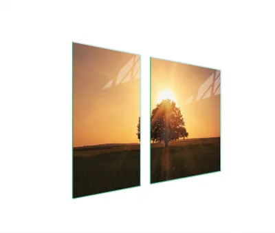 Produktbild von Herdabdeckplatten 2 teilig 90x52 Glaskeramikkochfeld Abdeckung Glas Schneidebrett Landschaft Orange