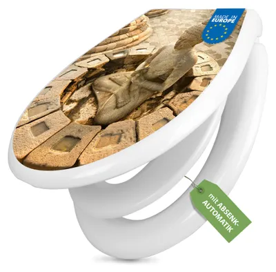 Produktbild von banjado Familien WC Sitz weiß mit Kindersitz und Absenkautomatik und Motiv Sitzender Buddha [TDWK 11260]