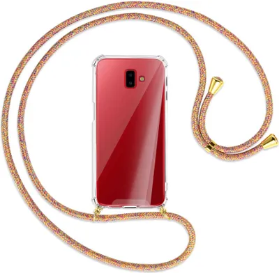 Produktbild von Handykette Backcover-Schutzhülle mit Band (Metall goldfarben) für Samsung Galaxy J6 Plus - Rainbow