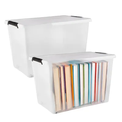 Produktbild von SuperButelki.pl - Kunststoffbehälter 60 Liter Organizer mit Deckel, Aufbewahrungsbox mit Rollwagen, universell einsetzbar, für Büro, Werkstatt