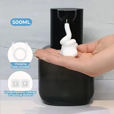 Produktbild von Automatischer Schaumseifenspender 500 ml, berührungslos mit Infrarot-Sensor, wiederaufladbar, Wandmontage, IPX5 – Schwarz A